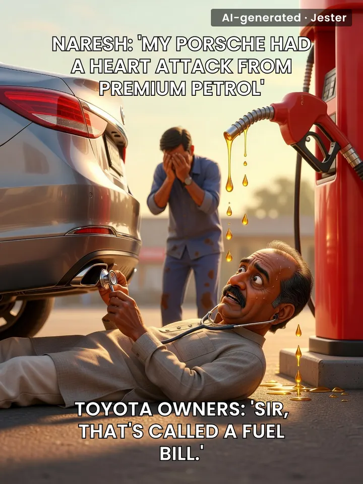 Naresh just discovered that the only thing more expensive than buying a Porsche is fueling one, and his car's 'heart attack' is just the mechanic's invoice.