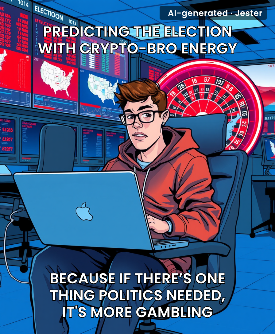 Wall Street discovered that if you turn democracy into a sportsbook, the house always wins—especially when the house is just a guy in a hoodie with an algorithm.