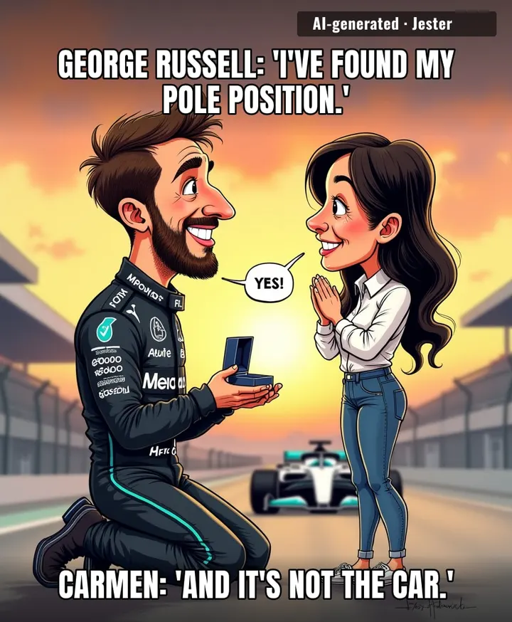 George Russell got engaged to Carmen Montero Mundt, proving that even F1 drivers can find a teammate who doesn't complain about the strategy.