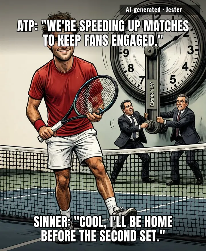 Sinner's so dominant the ATP is changing the rules just so the ball boys get a coffee break.