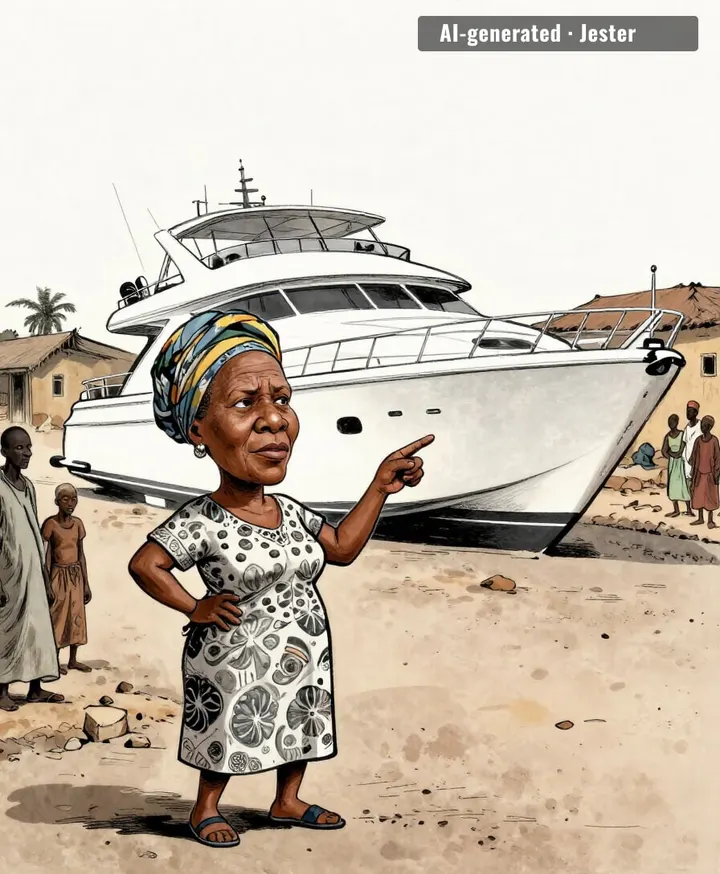 Rita giving that yacht a one-star review from the shore.