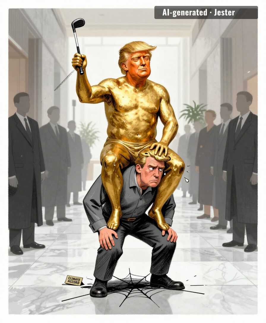 Europe has a new tourist attraction and it's just a naked guy on someone's shoulders asking for a piggyback ride to the climate summit.