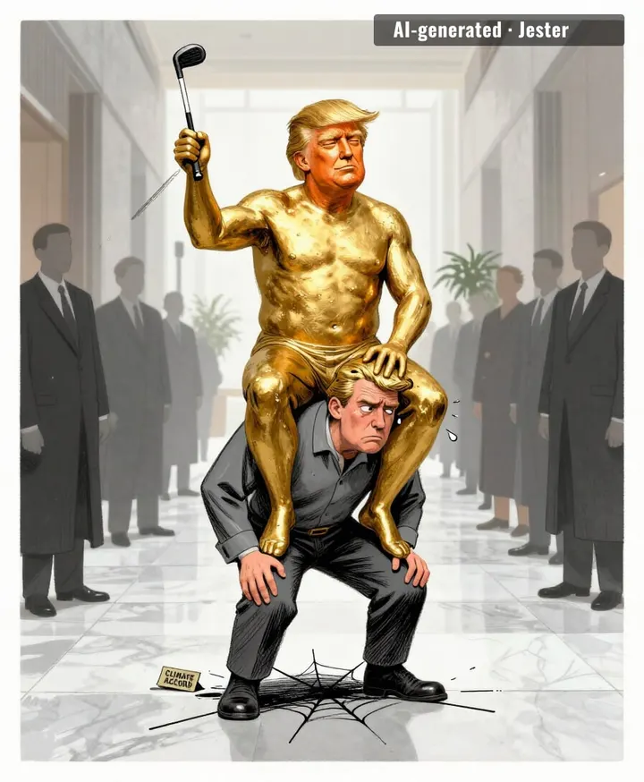 Europe has a new tourist attraction and it's just a naked guy on someone's shoulders asking for a piggyback ride to the climate summit.