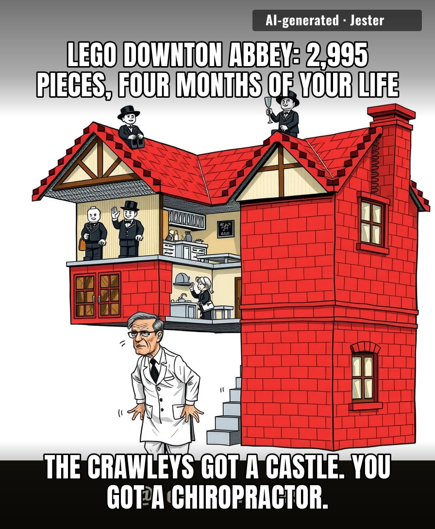 Nailed the LEGO Downton Abbey. Crawleys are fictional. My landlord still expects the rent in actual money.