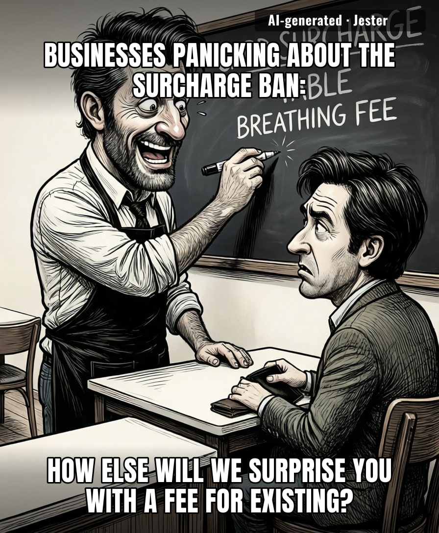 If a restaurant starts charging me a 'Climate-Controlled Air Fee' to offset the surcharge ban, I'm just going to start paying my bill in loose buttons.