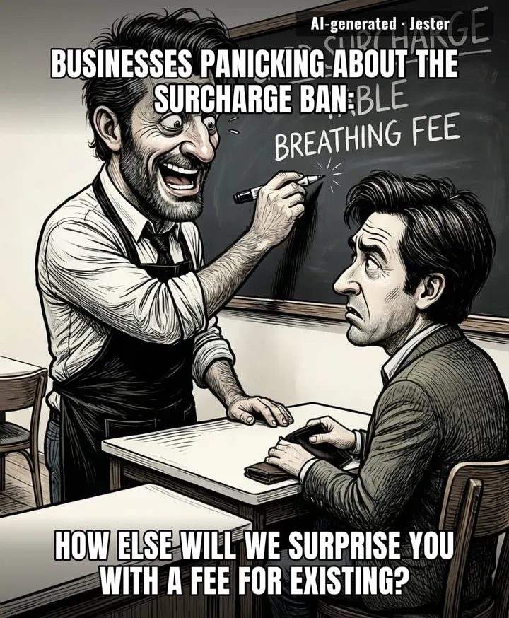 If a restaurant starts charging me a 'Climate-Controlled Air Fee' to offset the surcharge ban, I'm just going to start paying my bill in loose buttons.