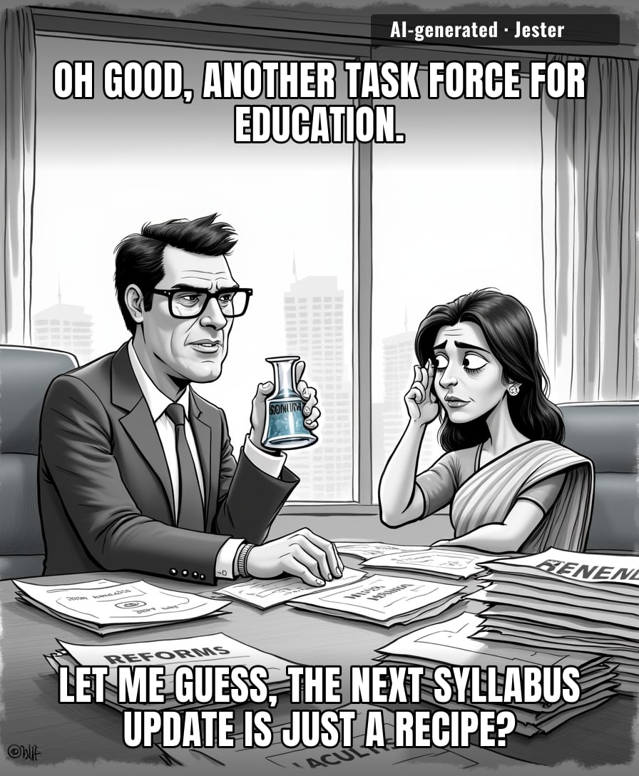 When the government solves a paper leak by adding a cow urine expert to the committee, you know the only thing they're actually planning to study is how to stay in power.