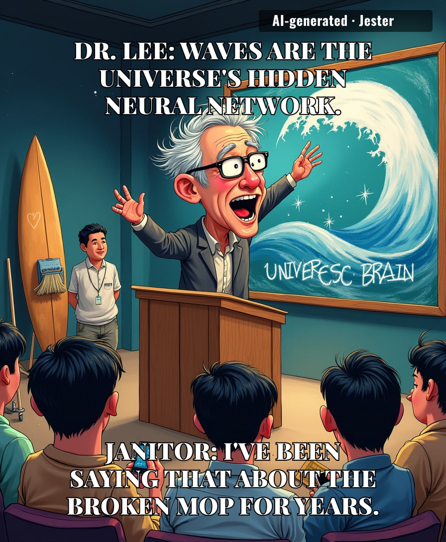 The only thing more profound than Dr. Lee's wave theory is how quickly the audience started checking the tide schedule.