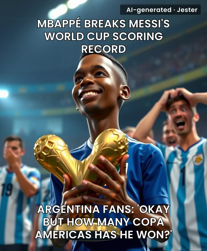 Mbappé is 24 and already has more World Cup goals than Messi — at this rate, he'll have 50 by the time Argentina fans accept his greatness.