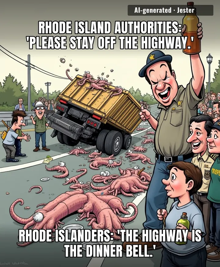 Nothing says 'state pride' like a traffic jam caused by everyone racing to eat the accident.