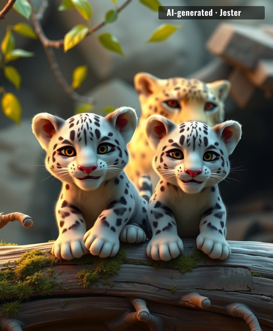 Two new tiny apex predators, and their first act is stealing hearts — classic leopard move.