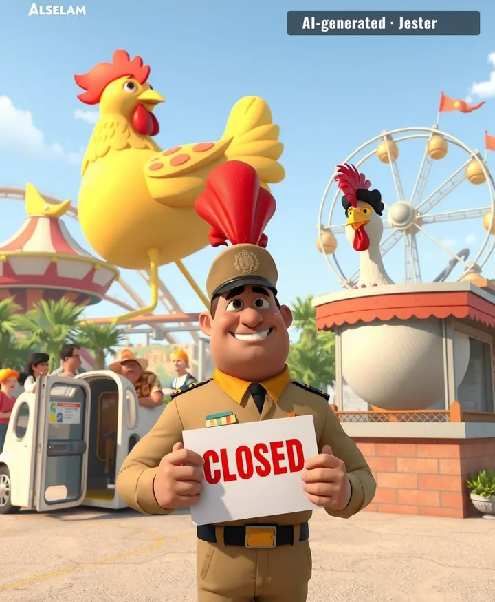 Nothing says family fun like a 3,600-chicken rotisserie disguised as a theme park.
