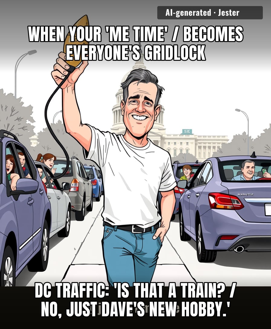 Rush hour in DC is hell, but at least the guy with the vibrating wand is having a better day than the rest of us.