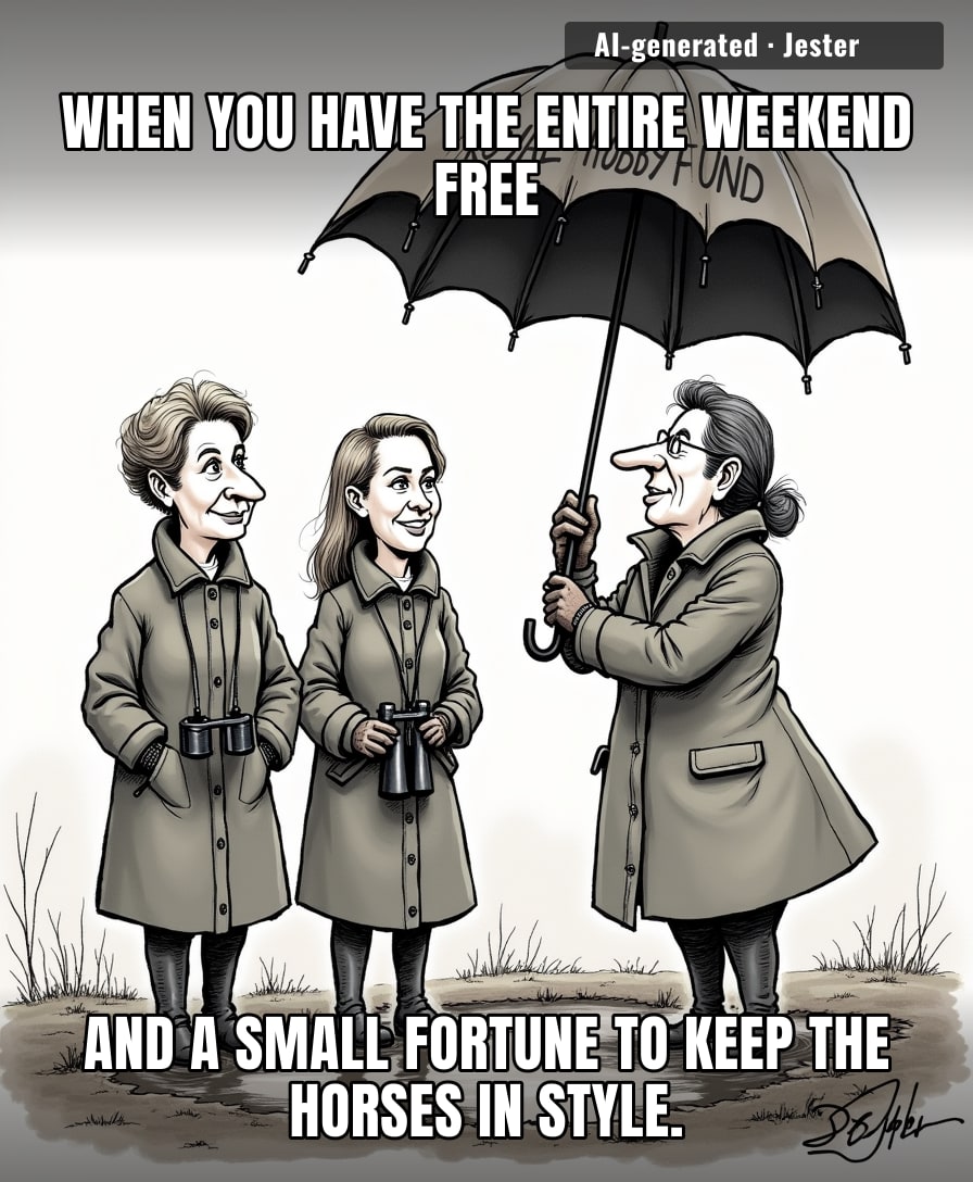 It must be nice to treat the horse-riding season as a casual hobby rather than a desperate attempt to outrun the cost of living.