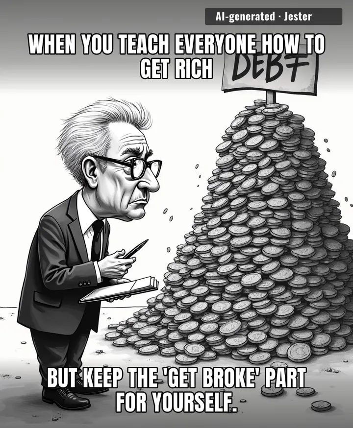 Robert Kiyosaki teaching fiscal discipline is like a professional arsonist giving a masterclass on home insurance.