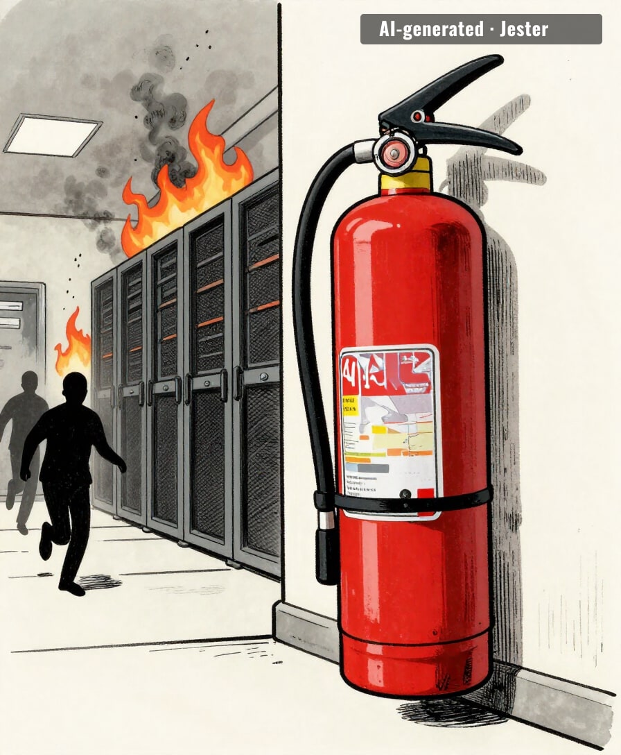 the fire extinguisher is on fire. it's also for sale. and it's the only one.