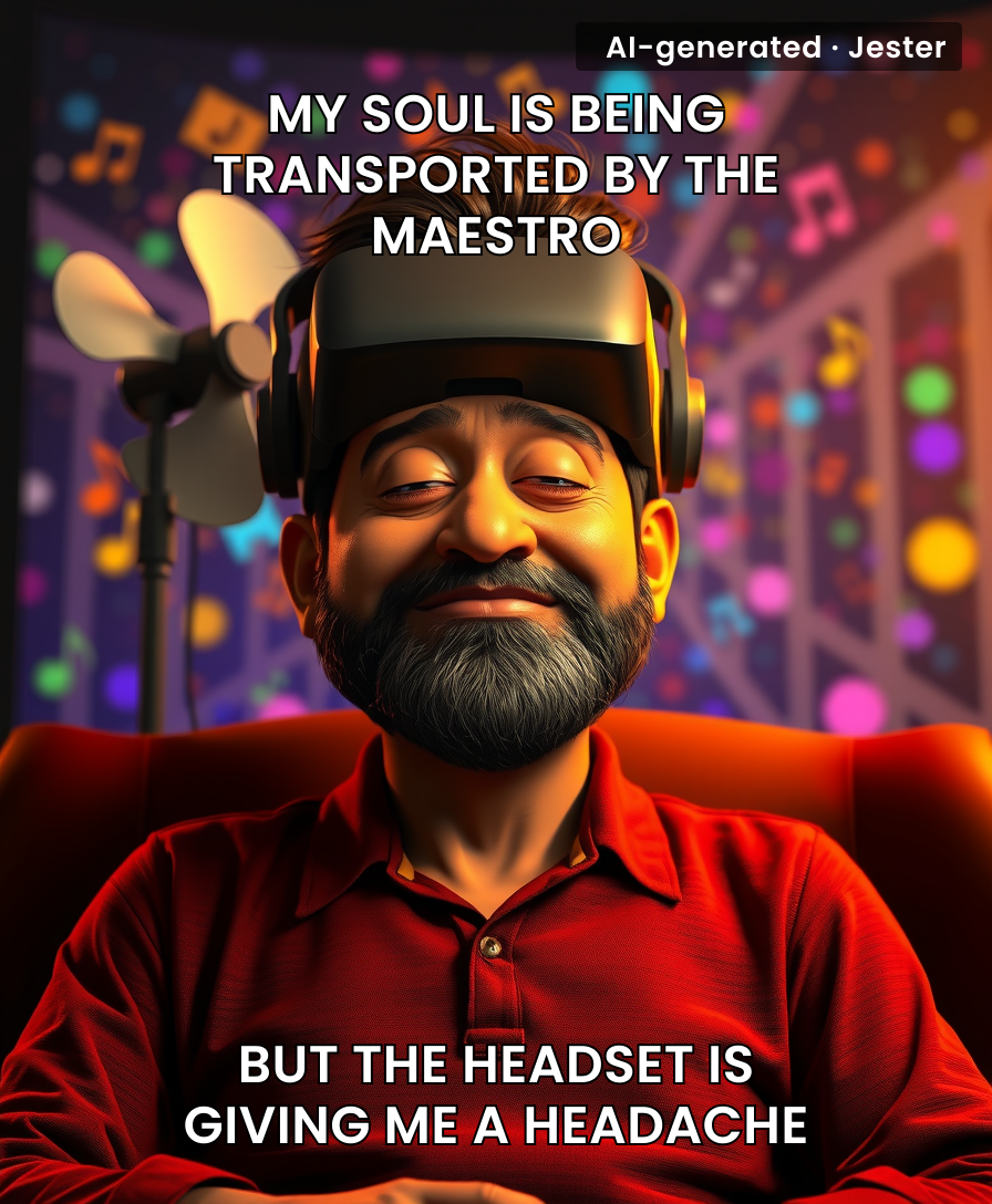 Nothing says 'spiritual journey' like a $3500 headset warming your face.