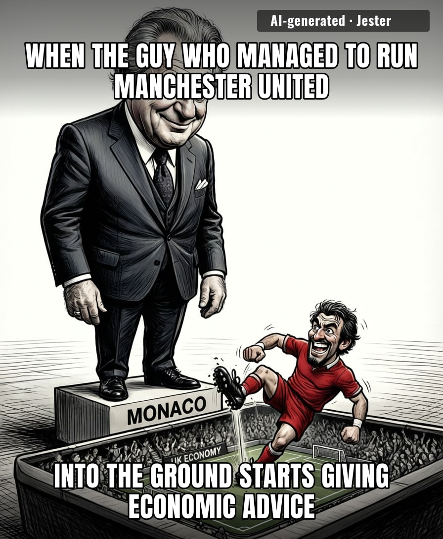 The man whose hobby is paying £100m for a benchwarmer thinks the whole country is the one failing.