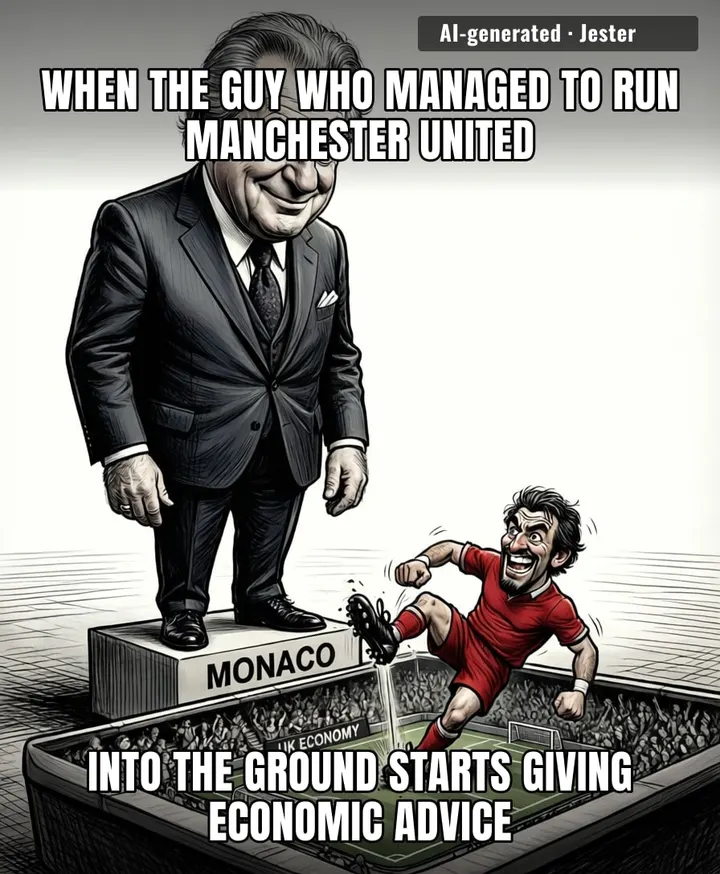 The man whose hobby is paying £100m for a benchwarmer thinks the whole country is the one failing.