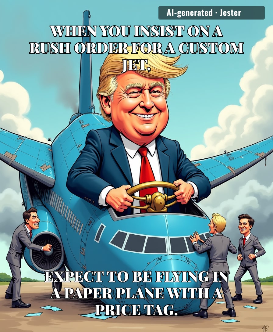 Trump treated Air Force One like a fast-casual order, but it turns out you can't just skip the safety check to make the plane 'pop' in the sunset.
