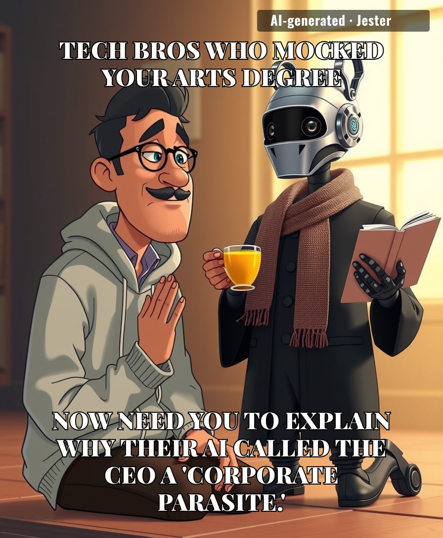 AI's sudden respect for the humanities is giving 'we need the only person who didn't know the code was about to crash' energy.