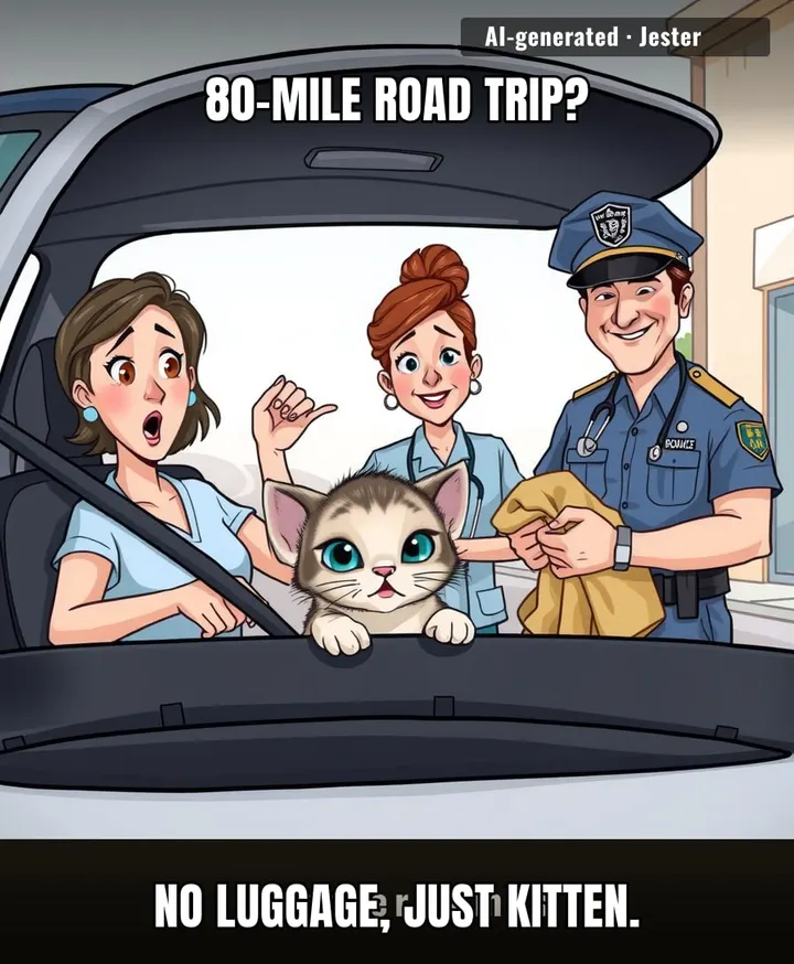 That kitten's first road trip had more engine noise than most of ours, but at least it got a free ride to a loving home.