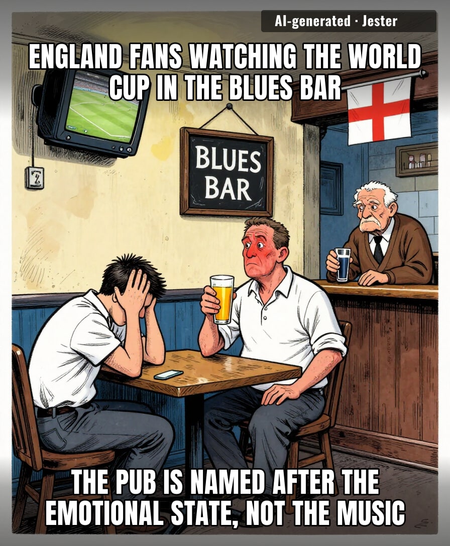 England fans pre-drinking at the Blues Bar to prepare for the football.