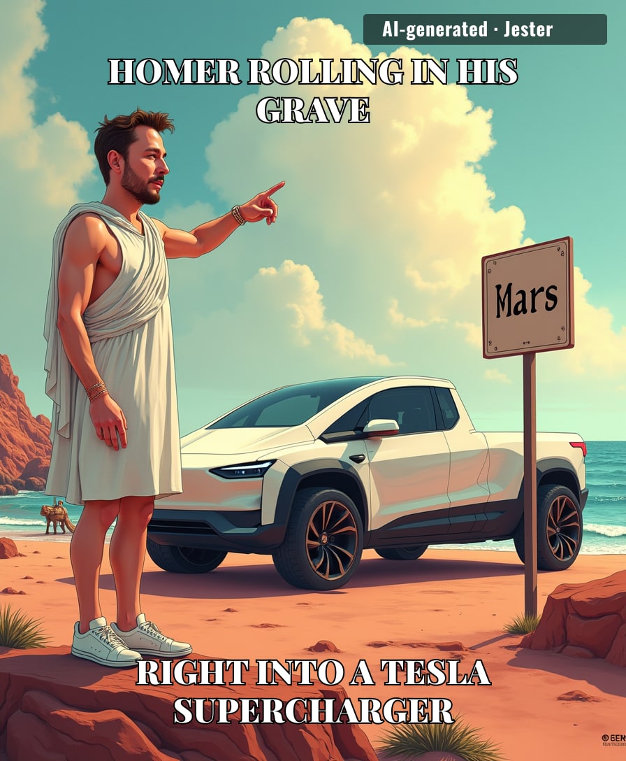 Elon's Odyssey is just a 4-hour round trip to the nearest Supercharger.