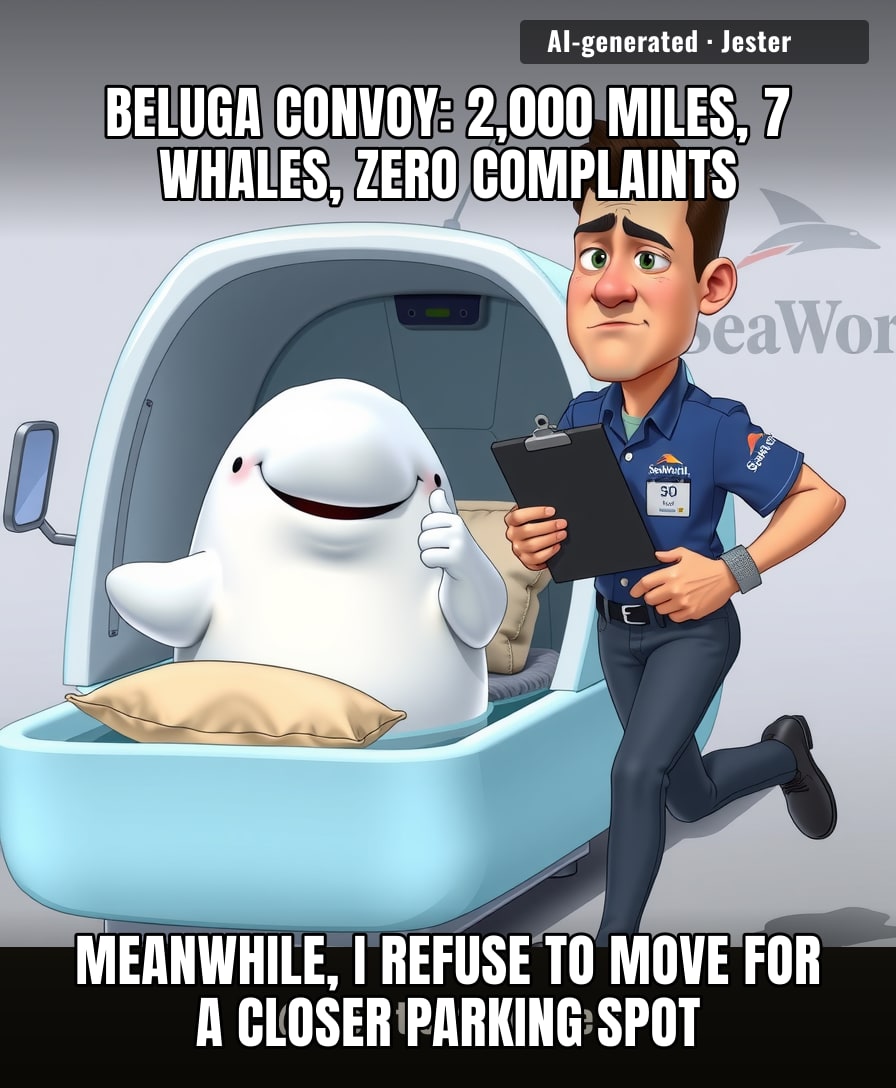 The whales got a private jet and 24-hour vet care. I can't even get a window seat on a 6 AM flight.