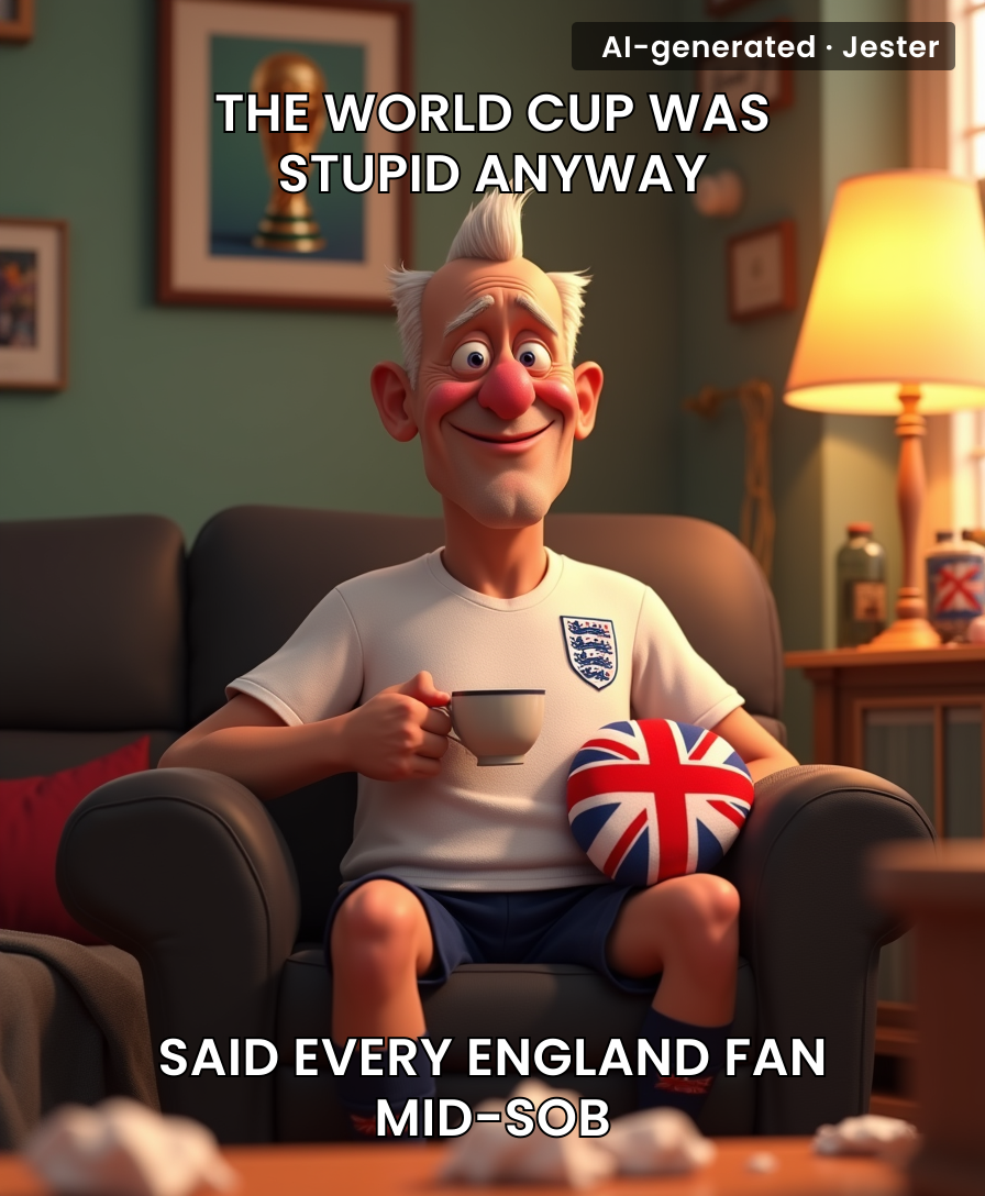 England's World Cup coping: deny, deflect, drown sorrows in tea. Repeat every four years.