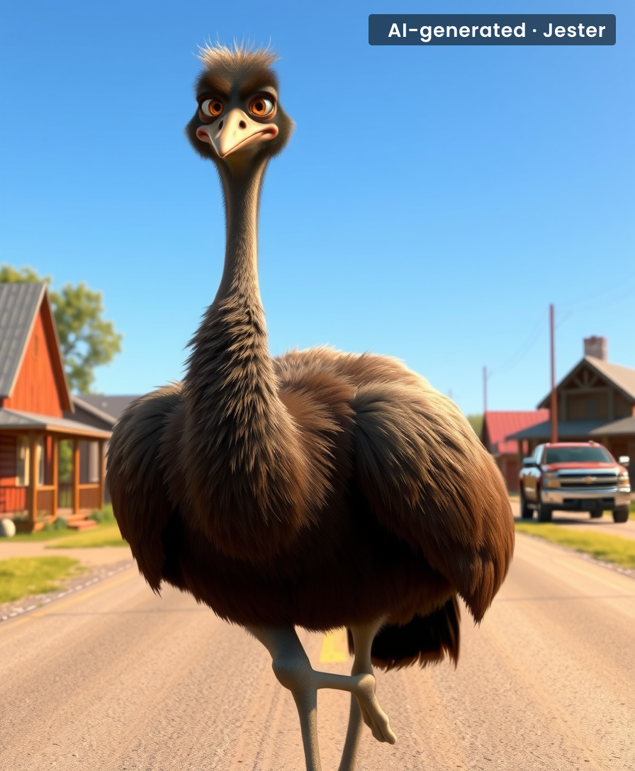 The emu has better navigation skills than most tourists—and more confidence than the entire state.
