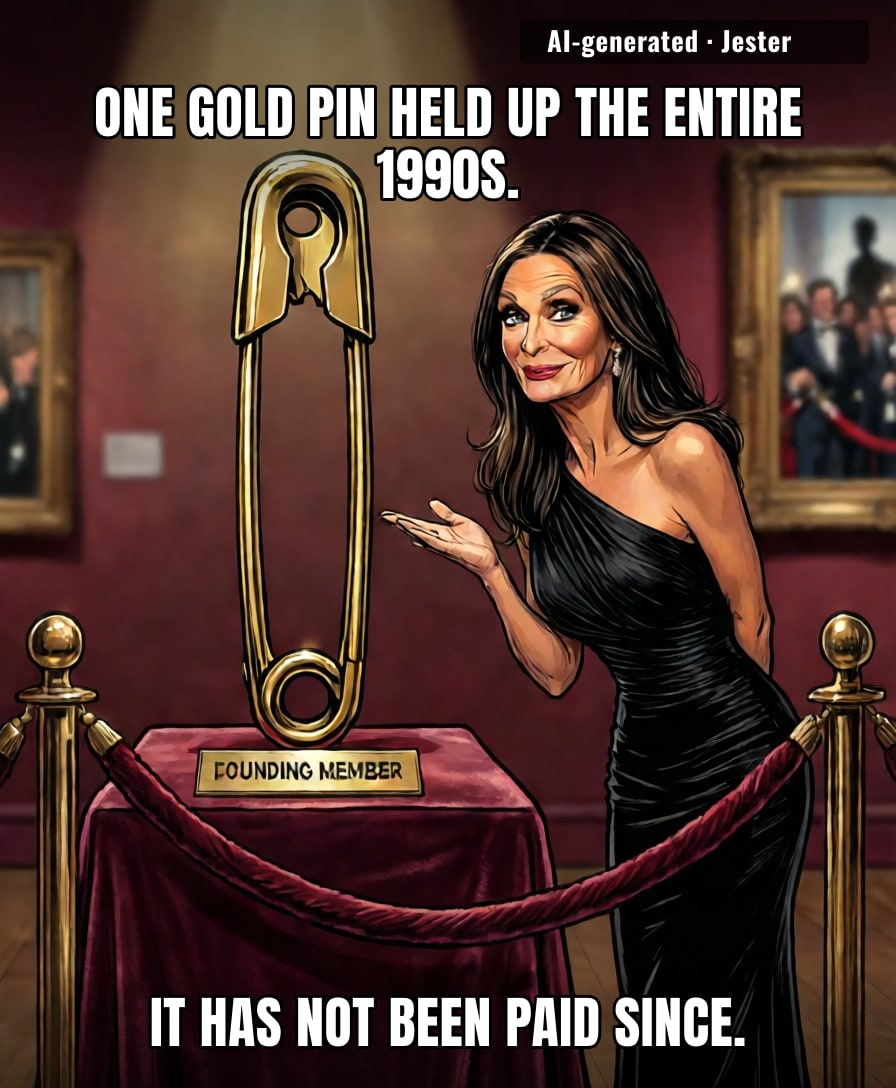 give the safety pin a damehood. it's the only one who showed up to work for 32 years.