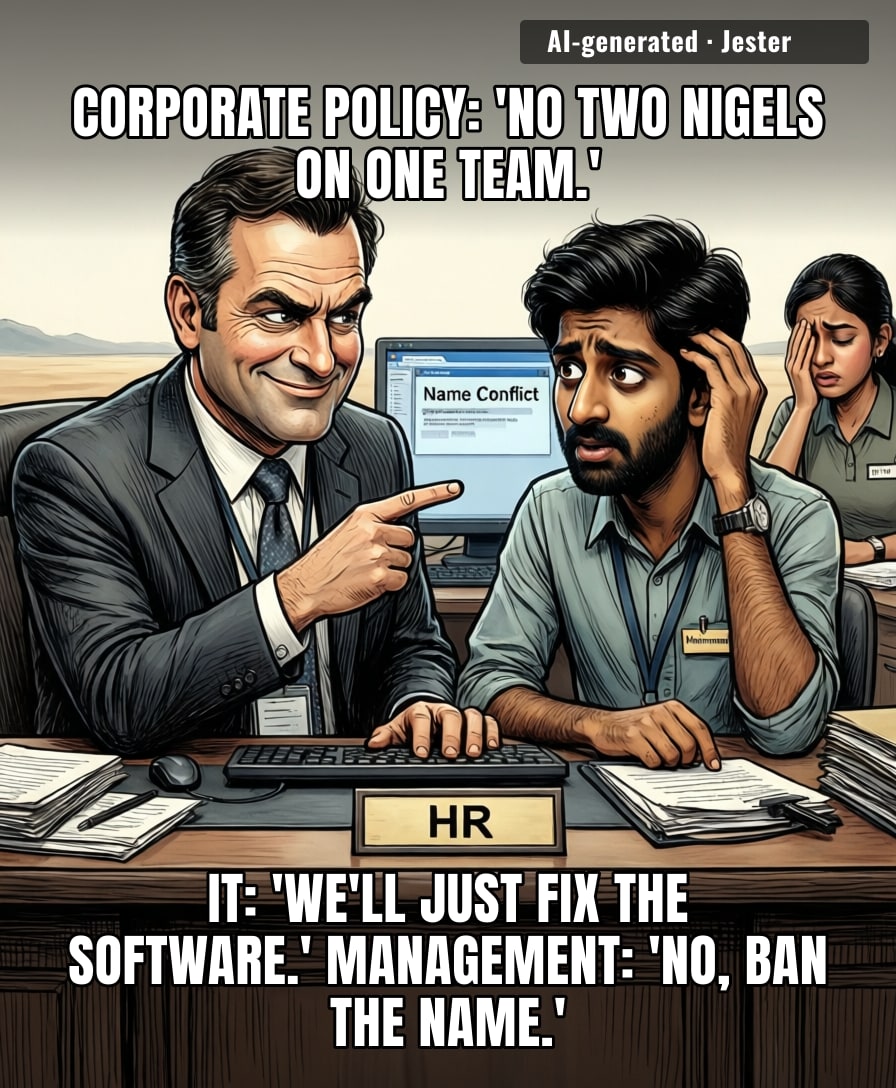 Management paying a developer to fix the email system: absolutely not. Paying HR to ban half the office from being called Mohammed: that's where the money goes.