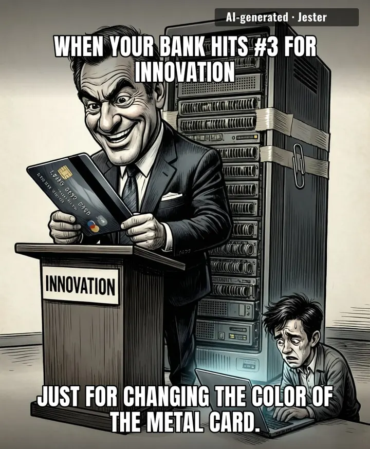 It is truly brave of American Express to win an innovation award while their tech support still feels like it was coded on a dial-up modem in 1998.