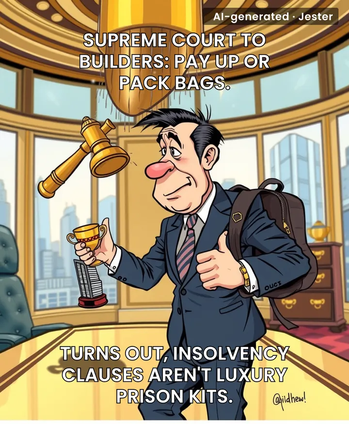 Finally, a real estate developer is discovering that 'insolvency' isn't just a fancy way of saying 'I'm keeping your down payment'.