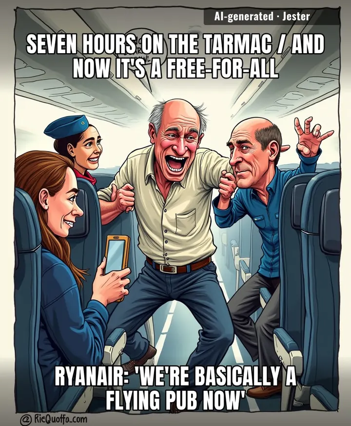 Seven hours on a plane with strangers and someone finally snapped — the real miracle is it took that long.