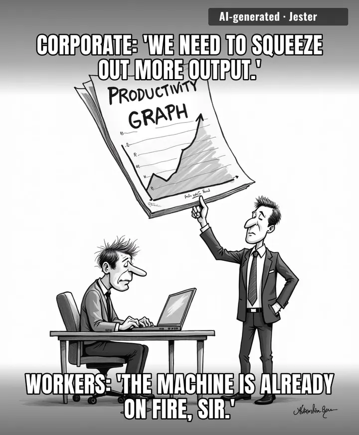 The only thing more exhausted than the actual workforce is the spreadsheet explaining why we aren't working hard enough.