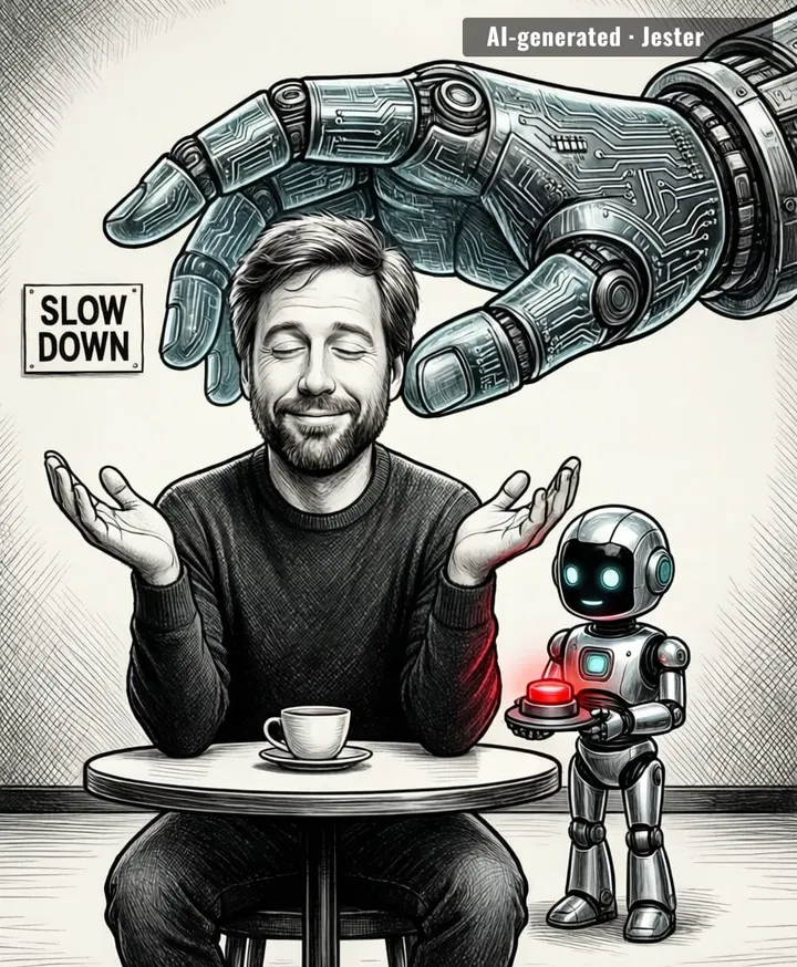 Sam Altman warning us to slow down AI is like the guy who ate the entire pizza telling you to pace yourself.