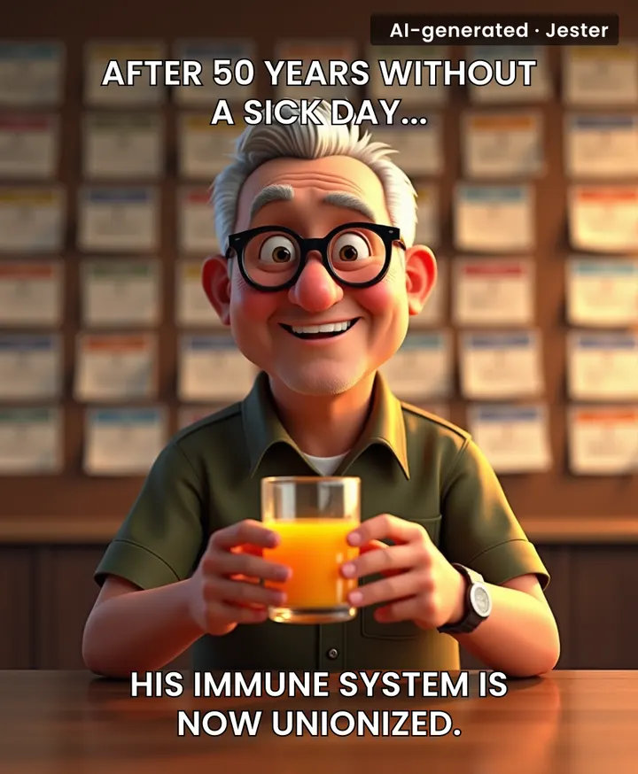 Tom McKievick's attendance record is so perfect, even his immune system has full benefits.