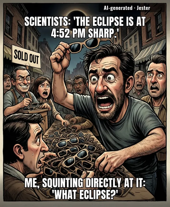 Nothing says 'I respect science' like panic-buying a cardboard frame because the sun looked a little weird for a minute.