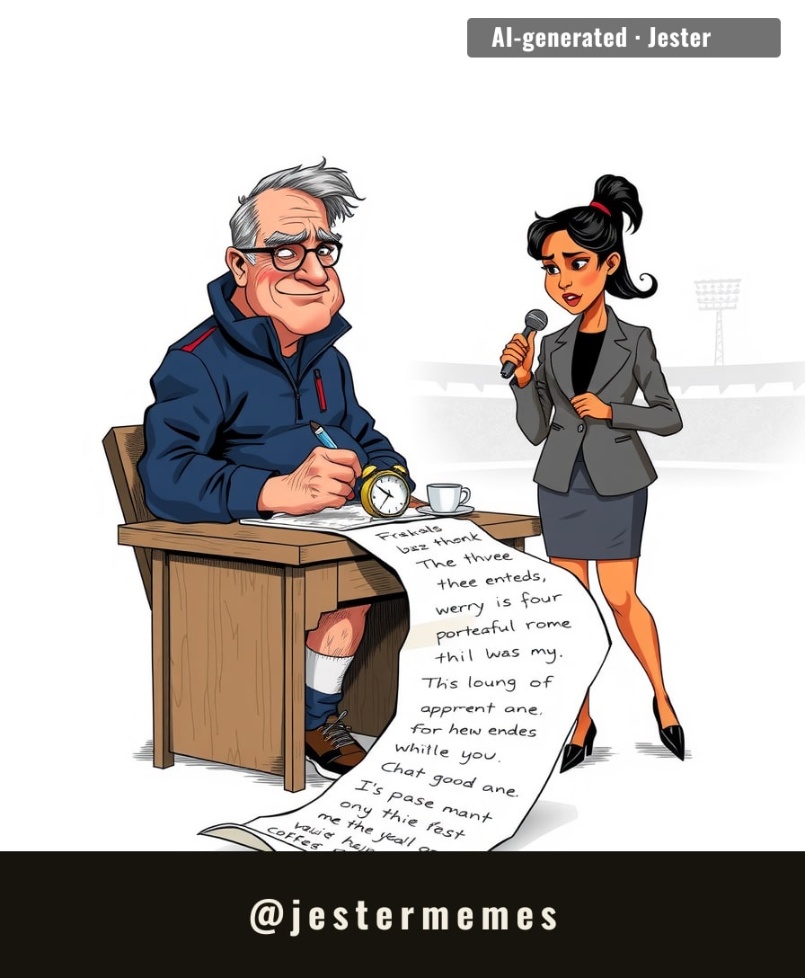 The coach isn't preparing a game plan, he's preparing a reading list. He's a time traveller and he's already seen the result.