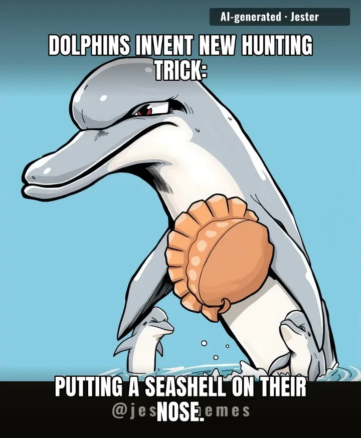 Typical, dolphins show off their newest hack and we're still trying to figure out how to open a jar.