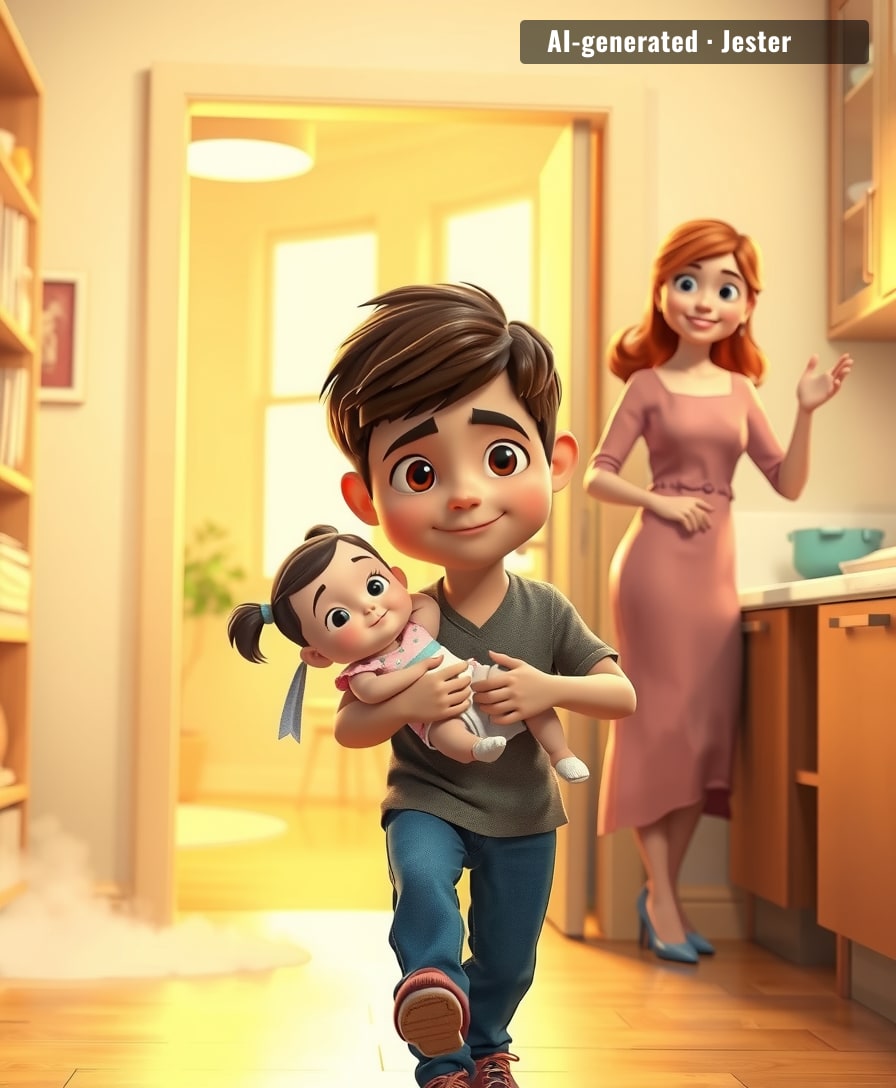 Most kids his age won't carry a plate to the sink. He carried his sister past a giant fire.