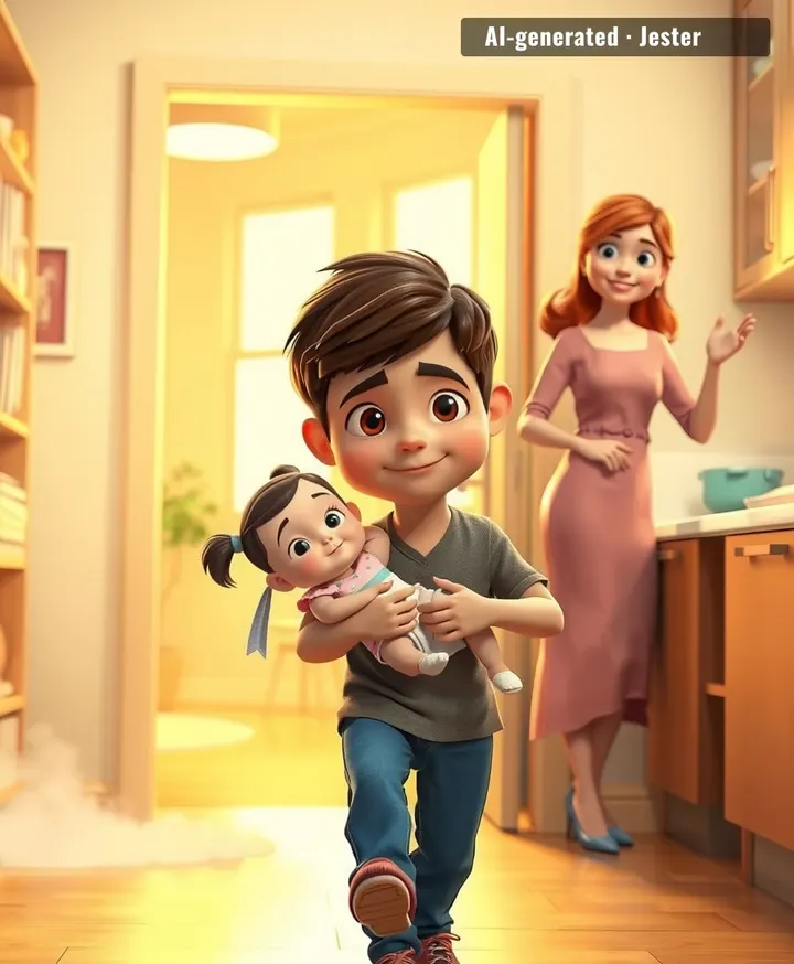 Most kids his age won't carry a plate to the sink. He carried his sister past a giant fire.