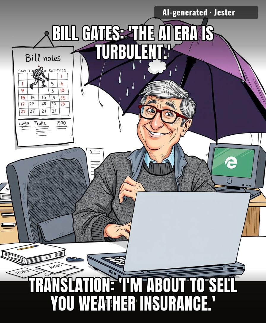 Bill says the AI era is turbulent, so I'm bracing for his next blog post to pitch me an umbrella subscription.