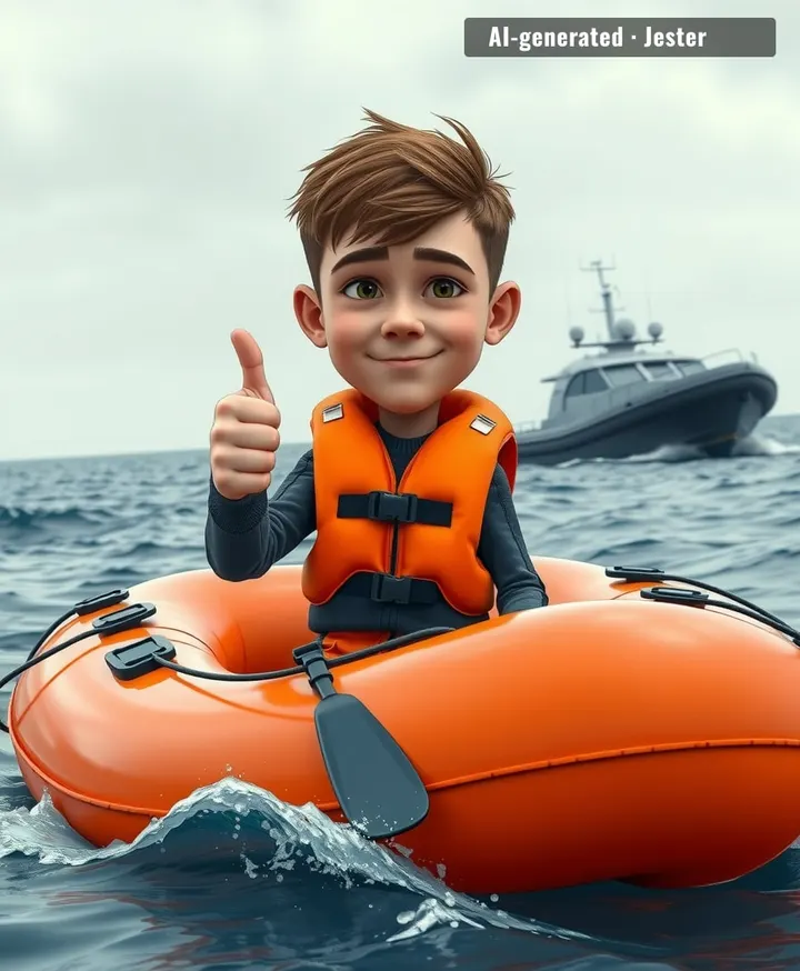 Teenager proves nothing is more inflated than a mega dinghy except ferry ticket prices.