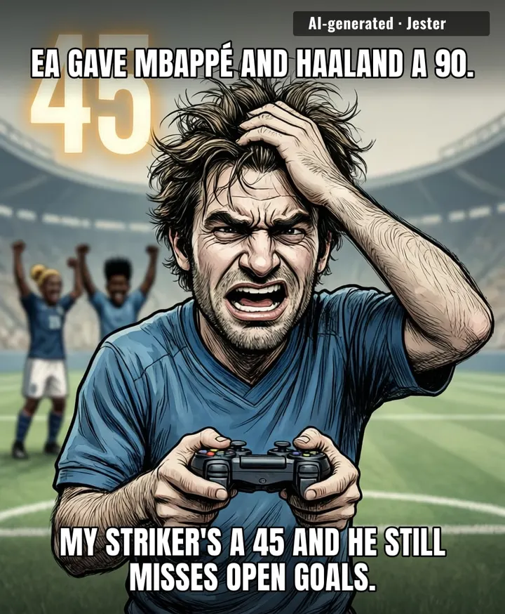 EA's ratings are so accurate, my striker's pace is 45 and his finishing is 45 and his hair is 45.