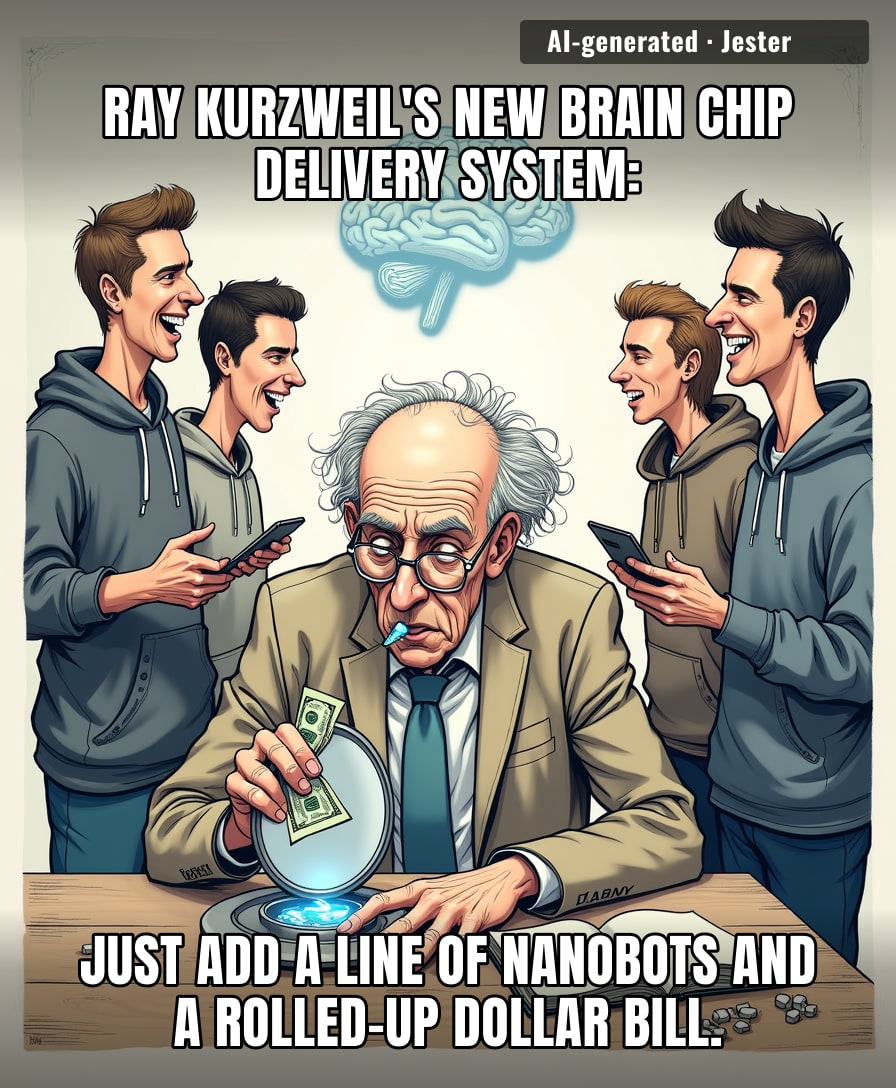 Kurzweil's been trying to upload his brain for decades, but he finally found a way to do it that also impresses a frat house.
