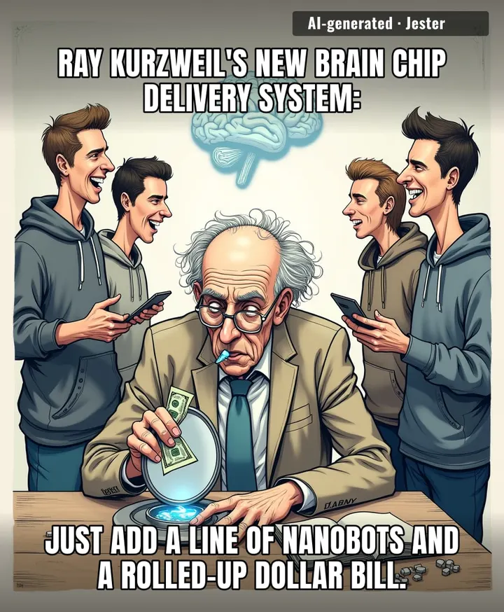 Kurzweil's been trying to upload his brain for decades, but he finally found a way to do it that also impresses a frat house.