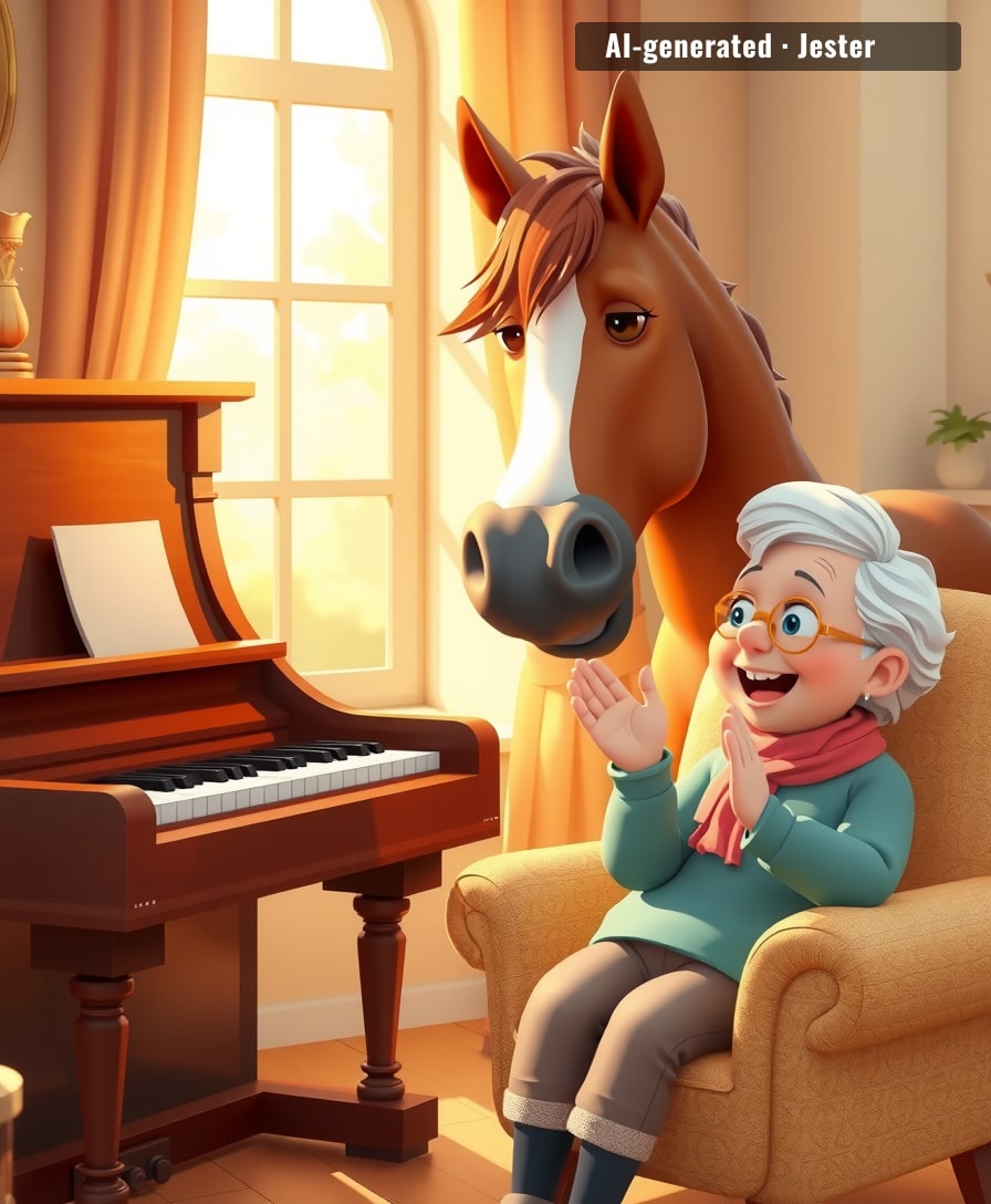 The horse works for oats AND applause now.